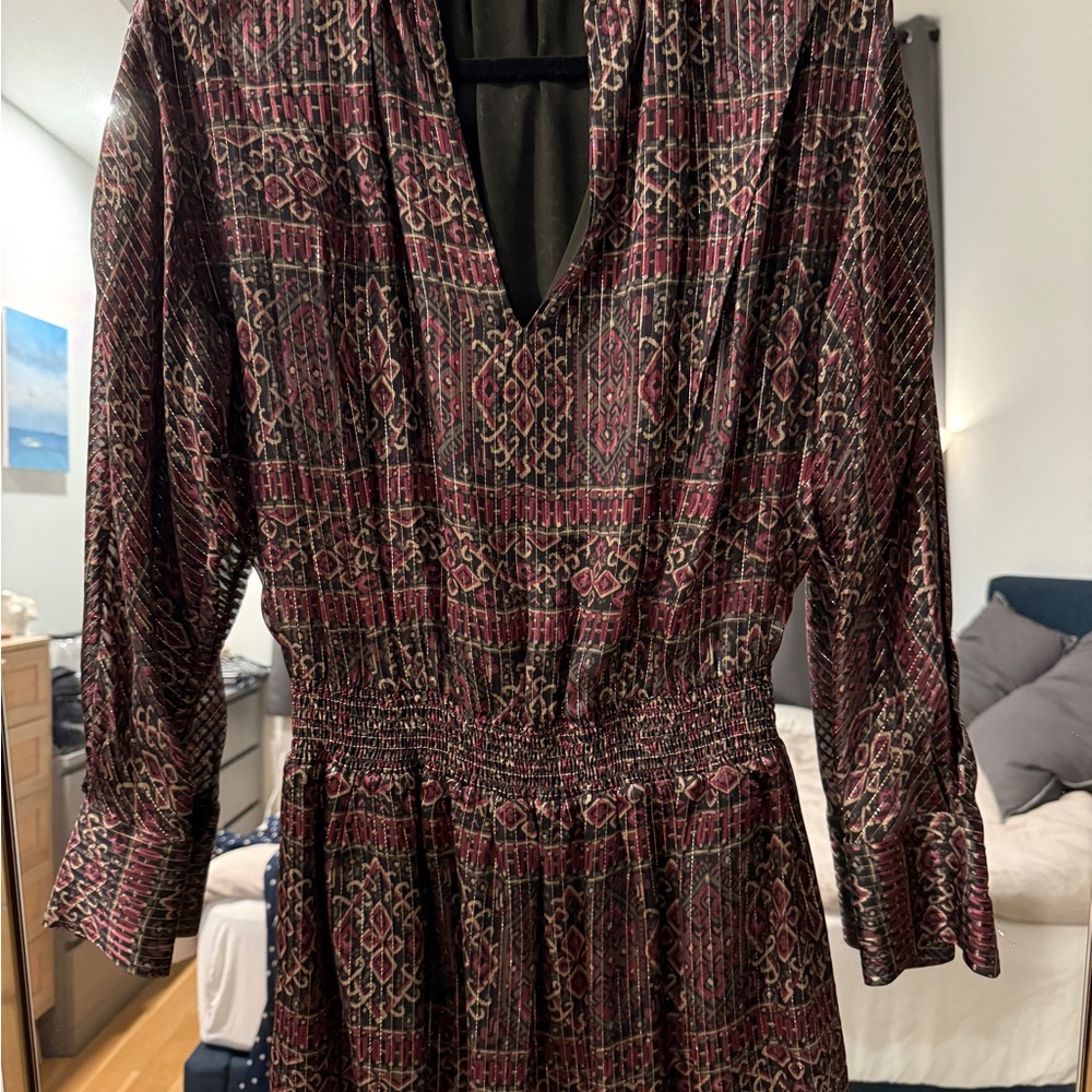 FRAME Elegant Multicolor Patterned Silk Dress